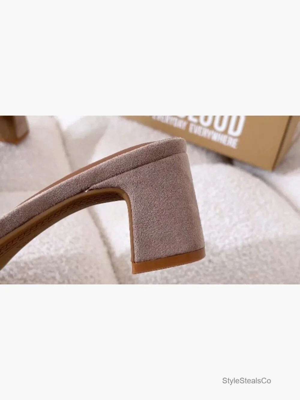 Genuine Leather Heeled Sandals Memory Foam Non-Slip Slides - Picture 5 of 5